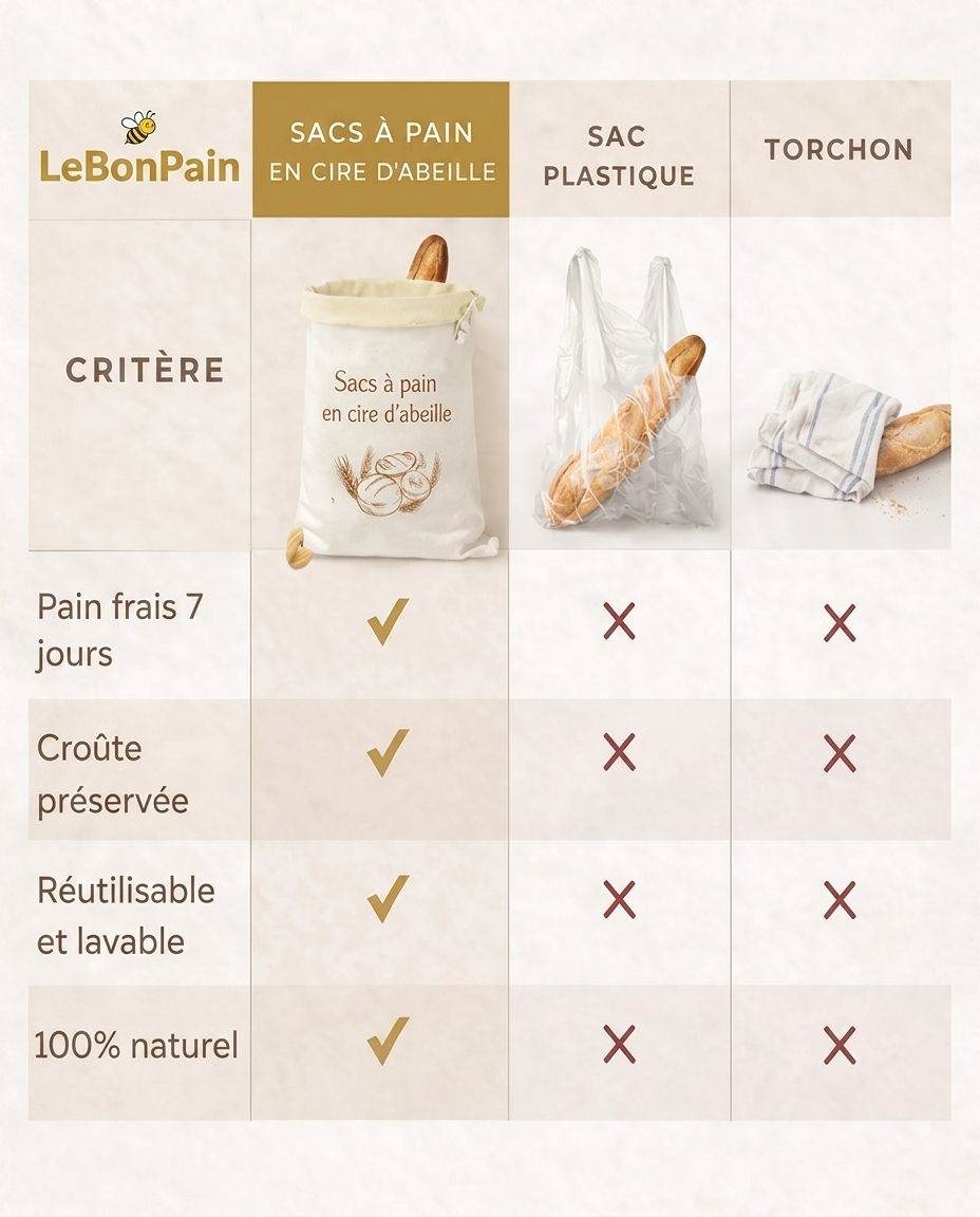 Sacs à Pain Premium — 100% Coton & Cire d'Abeille | Le Bon Pain
